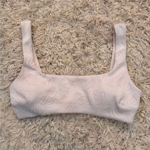 Aerie white Textured Bikini Top